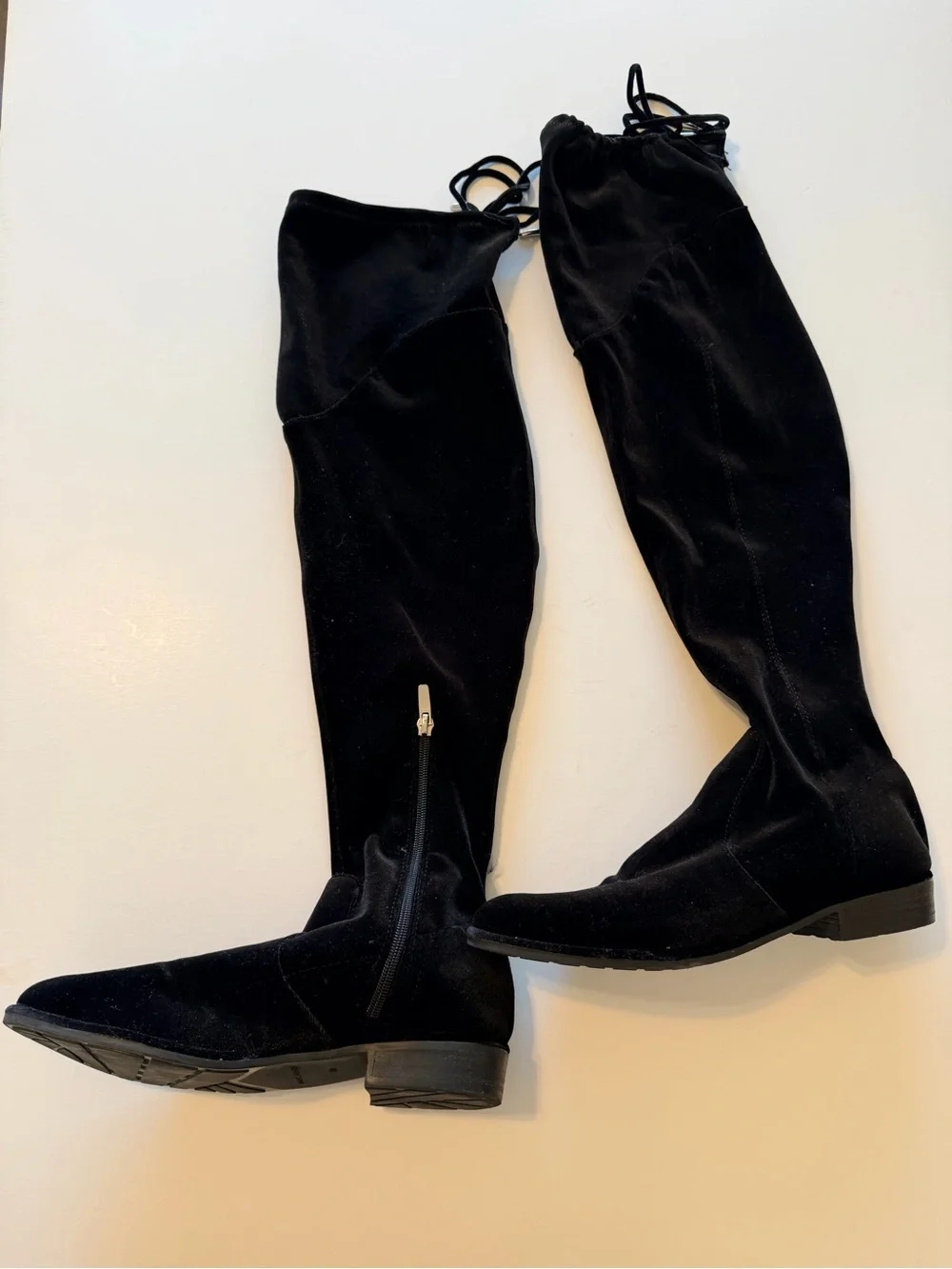 Marc Fisher Olympia over the knee velour boots, stretchy sock boots, black 8
